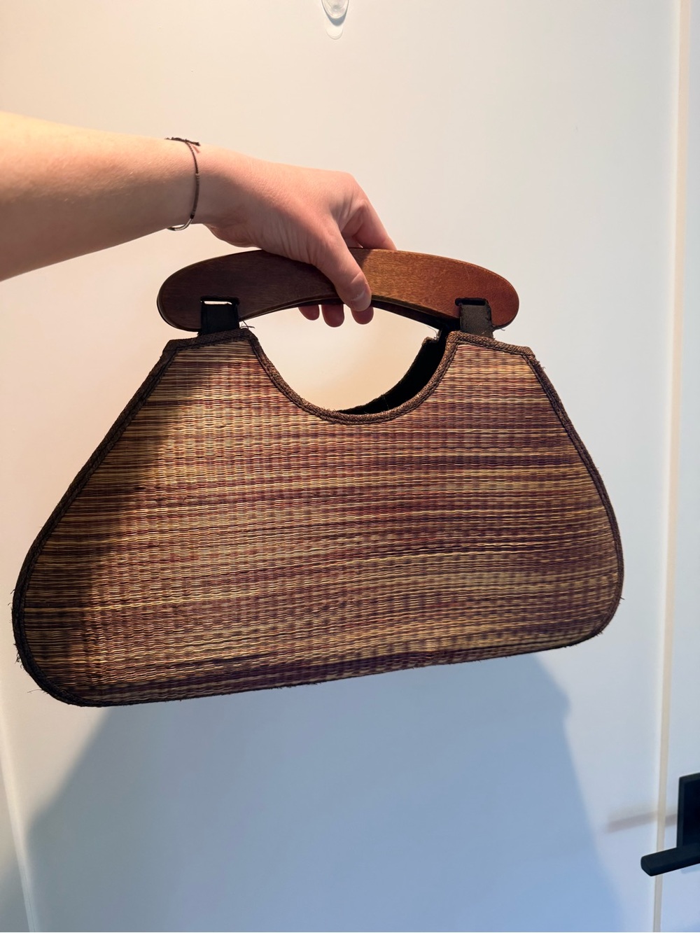 Woven Straw Top-Handle Bag in Brown - Picture 2 of 4